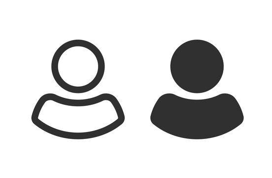 Member user icon pictogram simple vector graphic line outline art silhouette, my account avatar symbol, customer employee image black white, human person man shape plain flat design clipart image