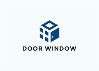 window and door logo design vector silhouette illustration