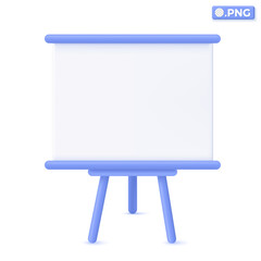 Whiteboard for presentation and projector tripod icon symbol. Equipment for conferences and marketing strategy, Business concept. 3D vector isolated illustration design. Cartoon pastel Minimal style.