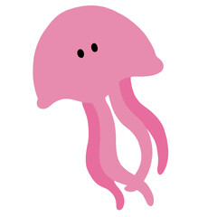 Hand drawn pink jellyfish for under the sea element, sea life, aquarium, summer vibe, marine life, diving, animal sticker, cute patch, brooch, shirt print, cartoon character, plush toy, souvenir shop