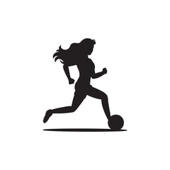 set of women playing soccer silhouette