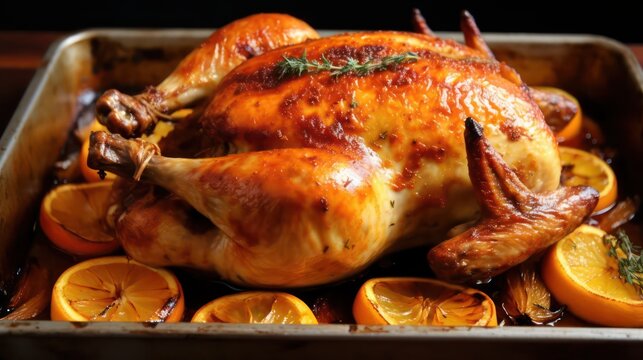 roasted chicken in the oven