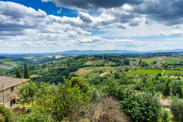 Naklejka premium landscape of region in italy tuscany
