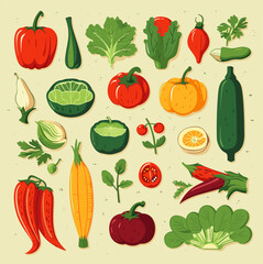 Fresh vegetables for healthy meal. Isolated on the neutral background.