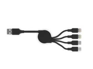 MULTICABLE  3 IN 1 RETRACTABLE  FAST CHARGE Cable, 3d render illustration.
