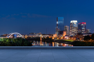 Skyscrapers Cityscape Downtown, Nashville Skyline Buildings. Beautiful Real Estate. Night time....