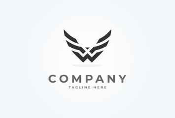 Initial W Wings logo. modern and minimalist letter W with Wings design logo. vector illustration