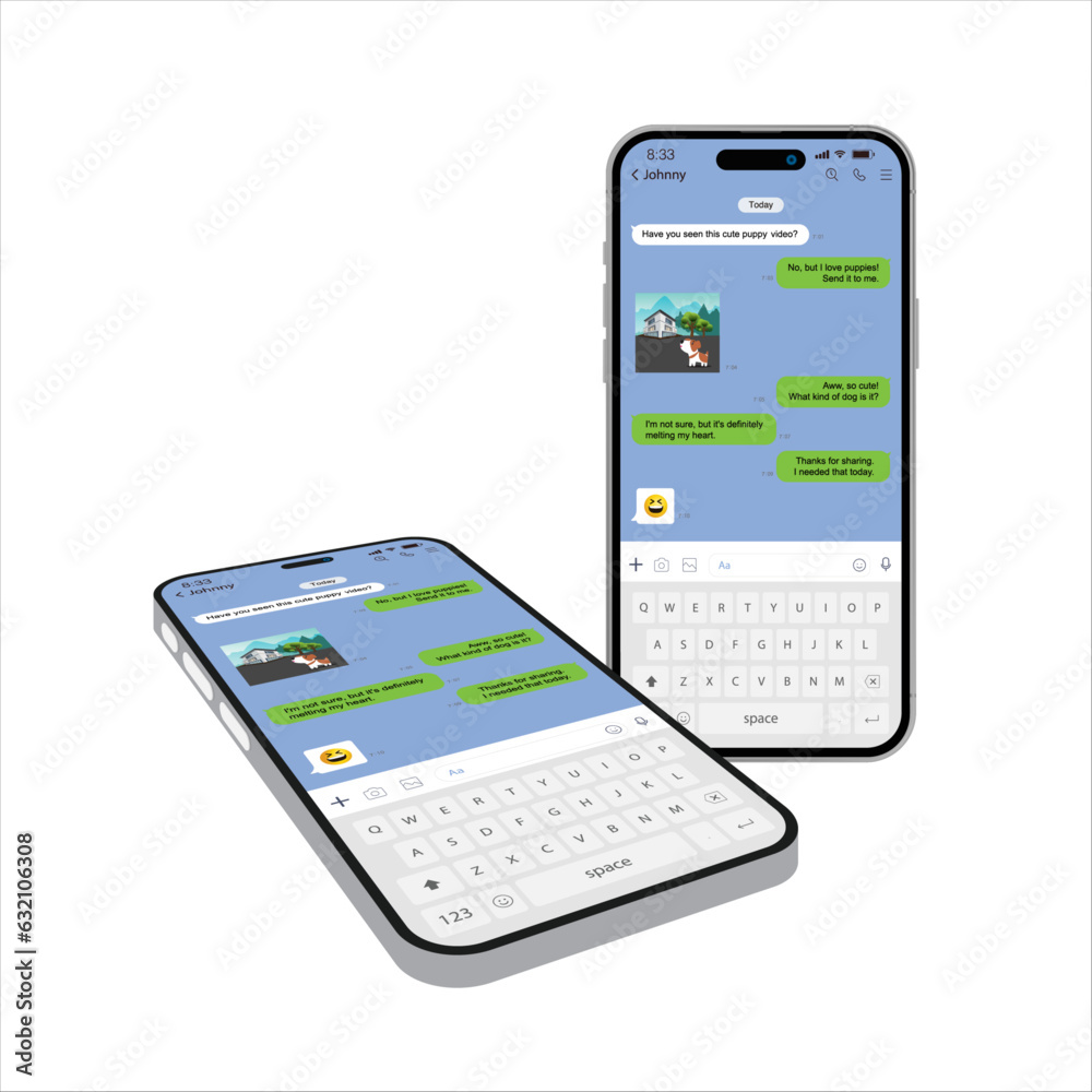 Poster smartphone perspective view. message bubble chats for smartphones with vector chat boxes designed fo