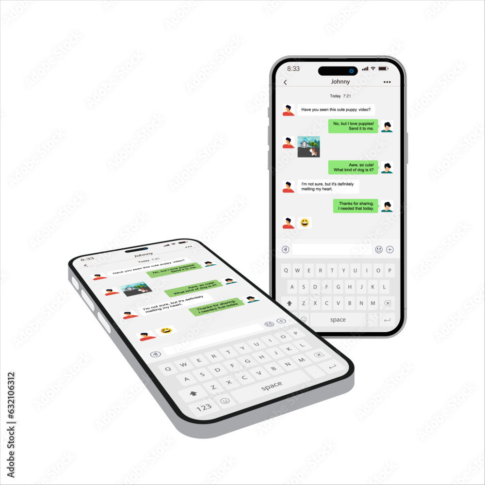 Poster smartphone perspective view. message bubble chats for smartphones with vector chat boxes designed fo