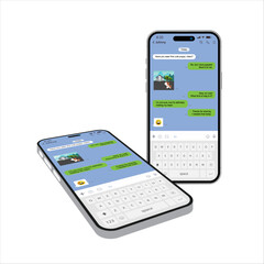 Smartphone Perspective View. Message Bubble Chats for Smartphones with Vector Chat Boxes Designed for Mobile Messaging Applications. Vector.