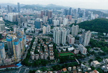 Shenzhen ,China - June 01,2022: Aerial view of landscape in Shenzhen city, China