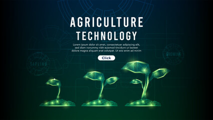 agricultural technology futuristic and innovation background. Young plants or growing seeds.Cultivation or farming with agricultural technology.Abstract technology background.Vector illustration.