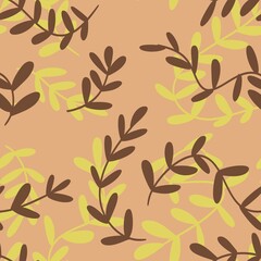 The vines are on a light orange background. seamless pattern