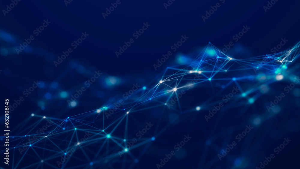 Aufkleber Abstract polygonal space with connecting dots and lines. Dark background. Connection structure. 3d