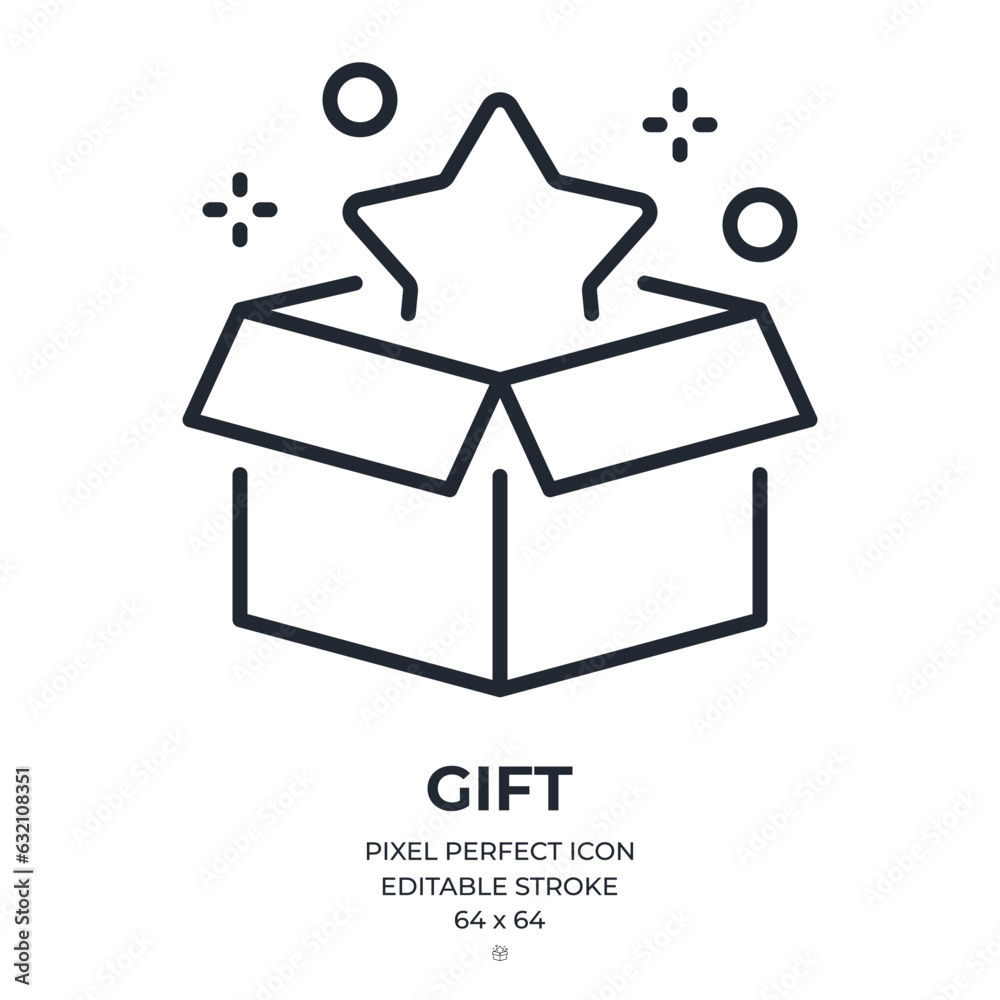 Canvas Prints gift box open editable stroke outline icon isolated on white background flat vector illustration. pi