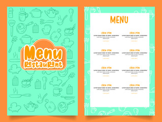 menu for restaurant
