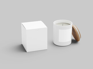 White Blank Scented Candle With Box Mockup