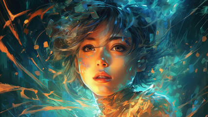 Beautiful Waifu Style Girl #18 with Generative AI technology