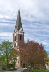Neo-Gothic Sankt Jürgen Church in Flensburg in spring
