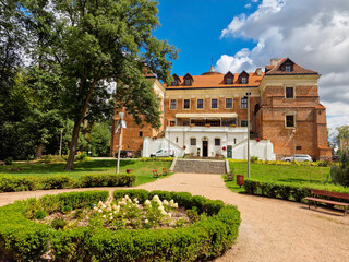 Fototapeta na wymiar Uniejow, Poland August 4, 2023 : Gothic castle in Uniejow. Poland