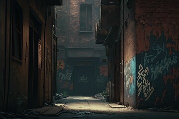 old abandoned factory. Generative AI.