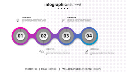 Vector infographic label template with icons. 4 options or steps. Infographics for business concept. Can be used for info graphics, flow charts, presentations, web sites, banners, printed materials.
