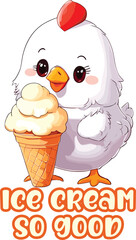 little chicken eating ice cream so good