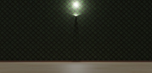 Room background with wall lights Floor and wall scene 3D illustration