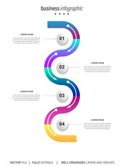 Timeline infographic with infochart. Modern presentation template with 4 steps for business process. Website template on white background for concept modern design. Horizontal layout.
