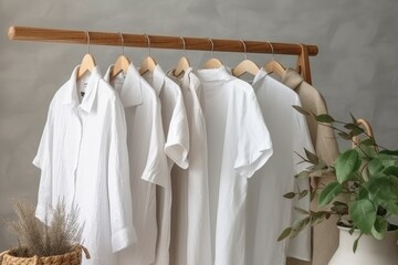 White clothes hangers rack. Generate Ai