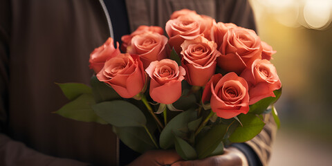 bridal bouquet of roses Generative Ai