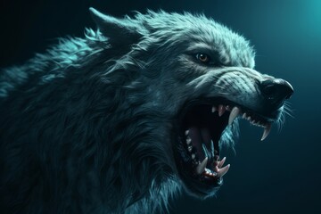 Wolf snarling. Generate Ai