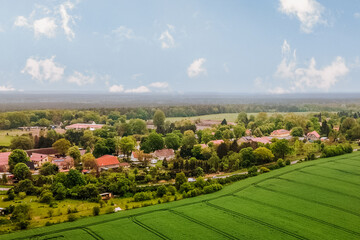 Fototapeta na wymiar Dorf in hohen Neuendorf aus Drohnenansicht