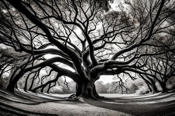 Panorama of branches from the Angel Oak Tree
