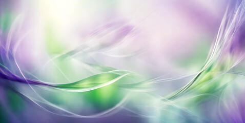 abstract etheral dreamy backround in soft colors and romantic pattern in artistic dynamic style in green and purple, illustration made with help and elements of AI