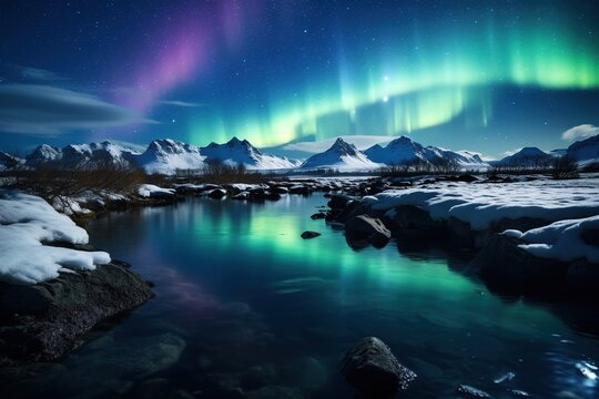 Amazing Shot of the Northern Lights, Insane Reflections over the Lake of the Colorful Sky. © Boss