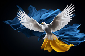 A Tale of Reconciliation: Doves of Peace Amidst Ukrainian and Russian Flags - Generative AI