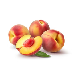 Peaches on white background. Fresh fruits. Healthy food concept