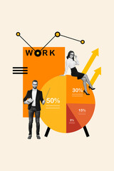 Picture image collage of successful people study business school learn analytics project startup...