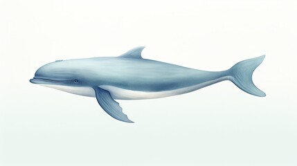  a blue and white dolphin swimming in the ocean with a white background.  generative ai