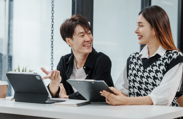 Friends of Asian MBA student researching data of thesis project, education online college courses, accredited degree programs, english chinese languages classroom, affordable regionally accredited