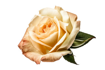 Cream colored rose flower on transparent background. 