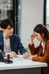 Professional legal system lawyers Korean asian people meeting and discussing including criminal, civil, administrative law, constitutional law, not just legal disputes. In fact, seeking legal advice