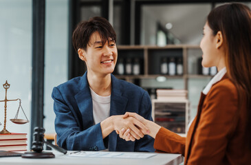 Professional legal system lawyers Korean asian people meeting and discussing including criminal, civil, administrative law, constitutional law, not just legal disputes. In fact, seeking legal advice