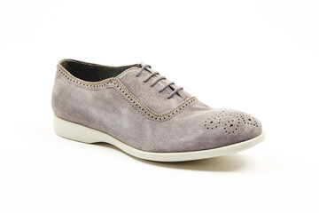 Casual, sports, leather mens shoes on an isolated background. Italian mens shoes.