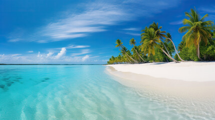Naklejka premium tropical beach with palm trees