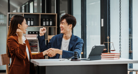 Professional legal system lawyers Korean asian people meeting and discussing including criminal, civil, administrative law, constitutional law, not just legal disputes. In fact, seeking legal advice