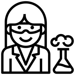 FEMALE SCIENTIST line icon,linear,outline,graphic,illustration