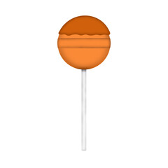 Orange Lollipop Isolated on White