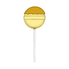 Yellow Lollipop Isolated on White